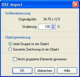 6. Spezielle Funktionen 6.9 DXF-Import Dateien, die im DXF-Format gespeichert sind, lassen sich unter Beibehaltung der meisten Elementattribute importieren.