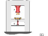 C. Lehrmaterialübersicht 166 Übung: Prägepresse (Ansteuerung eines einfachwirkenden Zylinders) Problemstellung: Eine Prägepresse wird zum Auswerfen der bearbeiteten Teile hydraulisch erweitert.