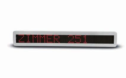 Flur-Display, einseitig für Wandbefestigung Mit 16-stelligem LED-Display mit Punktmatrix für die selbstleuchtende Klartextanzeige und integriertem Tongenerator.