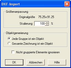 6. Spezielle Funktionen 6.7 DXF-Import Dateien, die im DXF-Format gespeichert sind, lassen sich unter Beibehaltung der meisten Elementattribute importieren.