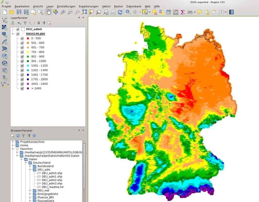 Darstellung der Daten in QGIS Darstellung als Punkte Weitere Aktionen