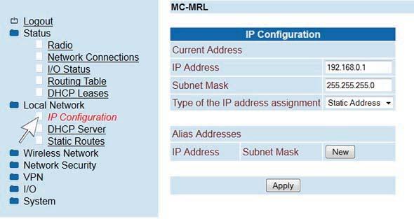 1.3.5 DHCP Leases Anzeige der Zuordnung von MAC Adresse zu IP-Adresse der am lokalen Ethernet angeschlossenen Endgeräte. 1.4 