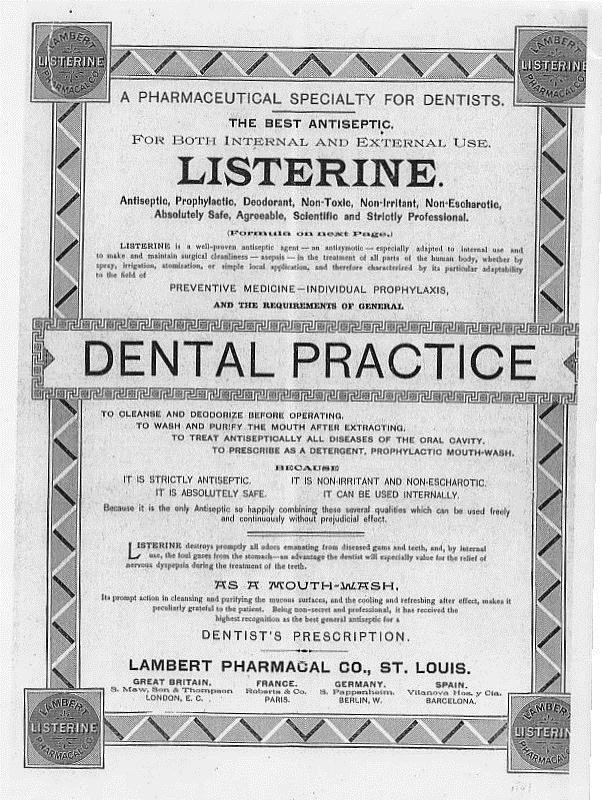 1895 lizensiert von Lambert Vermarktung in Zahnmedizin Antiseptic,