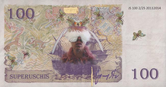 1 Der Künstler thematisiert die soziale Komponente des Geldkreislaufs: Das Porträt einer älteren Dame, ein fast leerer Teller und etwas Kleingeld wecken Gedanken zur Armut im Alter und den