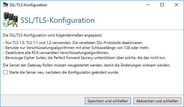 Konfiguration Bild 224: Empfohlene Einstellungen für die SSL/TLS-Konfiguration von Windows