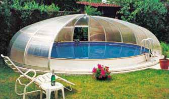 möglich - Überdachungsbreite bis 8 m RUND - Schwimmbadüberdachung für Rundbecken - Dachfläche aus 6 mm bzw.