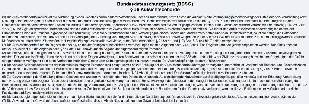 Derzeitige Situation 38 Abs. 5 BDSG Schwerwiegender techn.-org.