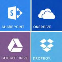 OKI ES54er MFP Serie Erweiterte Funktionen vom Sendys Explorer Premium Nahtlose Integration von Cloud-Funktionen wie Sharepoint, OneDrive, Google Drive und Dropbox danke Konnektoren.