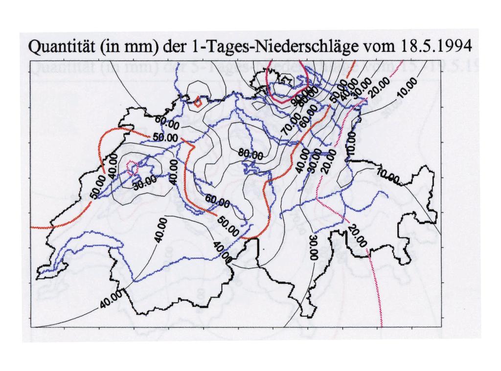 Räumliche Verteilung der Niederschlagstagessummen vom 18.5.1994 Abbildung 2.