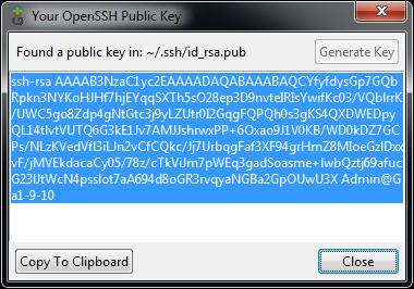 Wenn schon ein Schlüsselpar vorhanden ist, können Sie hier den Pfad sehen (den werden Sie für SSH später brauchen) und den öffentlichen Schlüssel bequem kopieren.