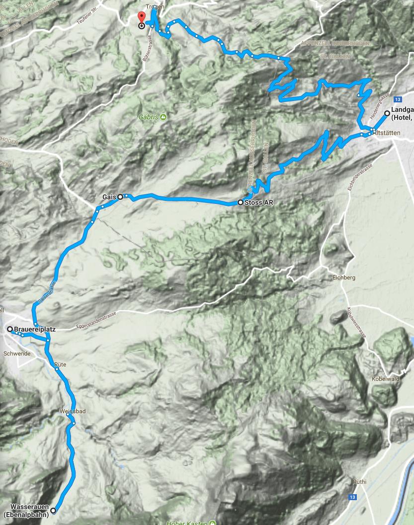 Karte Trogen Altstätten SG Gais Appenzell