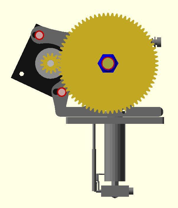 Schrauben Sie dann den Motor mit drei M3 x 12 mm Schrauben und dazugehörigen Unterlegscheiben an den Wades Grundkörper, aber ziehen Sie die Schrauben noch nicht ganz fest.