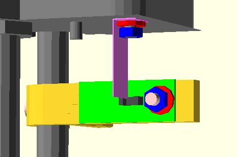 Montieren Sie dann den Endstophalter an der äußeren Stange des 3D Druckerrahmens in Richtung Y-Motor mit einer M3 x 20 mm Schraube und einer Unterlegscheibe, wie auf dem obigen Bild gezeigt.