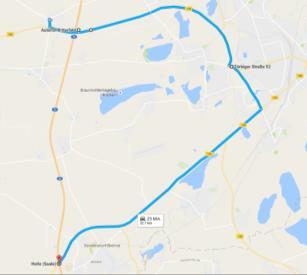 AS Halle Route Strecke (km) Zeit (min) AS Dessau Süd- Autohof BW