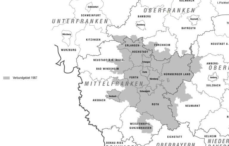 Projekte EMM Kooperation im ÖV VGN Verbundgebiet beim Start 1987 Beispiel Nürnberg Kerngebiet der Europäischen Metropolregion Nürnberg wurde Verbundraum (VGN) Erklärtes Ziel: