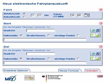 Telematik im ÖV Elektronische Fahrplanauskunft (EFA) Wichtige Funktionalitäten: