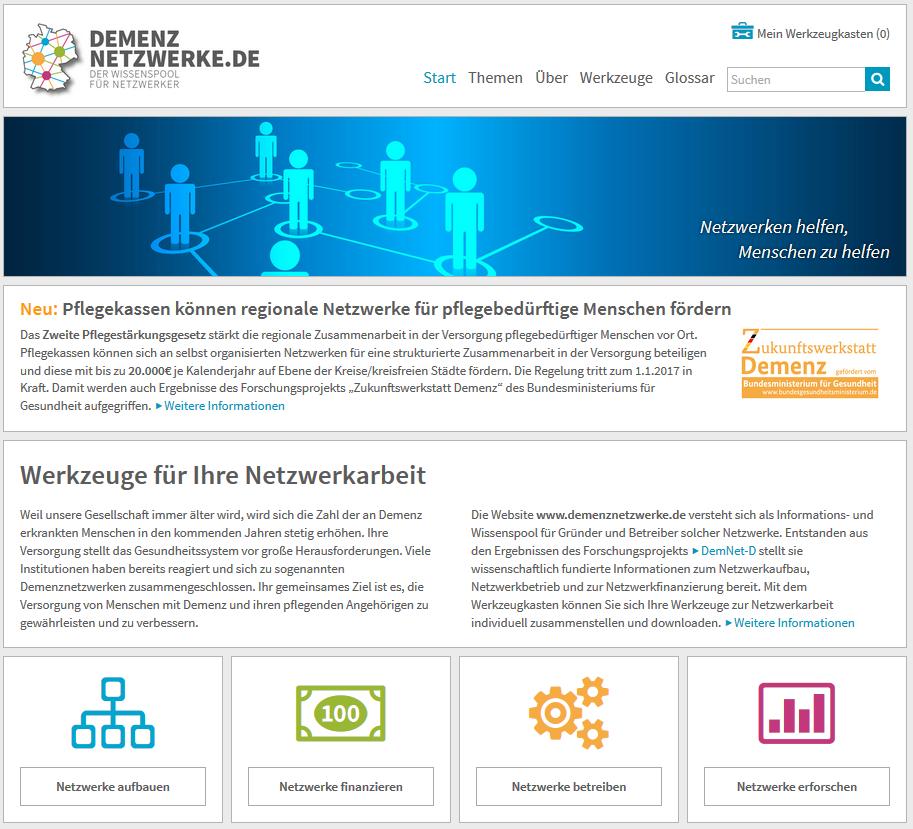 Online-Informations-Portal für Demenznetzwerke Werkzeugkasten mit mehr