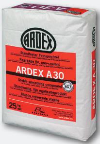 Zementäre Spachtelmassen Art Gebinde ARDEX A 30 Standfester Feinspachtel Begehbarkeit nach 1 Std.