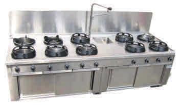 Küchentechnik Espressotechnik Wasseraufbereitung Spültechnik Chinaherde Gasausführung Robuste Edelstahlkonstruktion Leistungsfähige Starkbrenner (wahlweise 9,5 oder 14,5