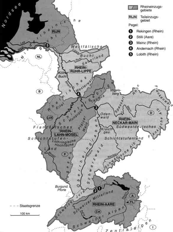 KAPITEL II.3 LEITBILD NIEDERRHEIN II.3 2 Niederrhein II.3 2.1 Lage und Abgrenzung Das heterogene Einzugsgebiet des Rheins wird mit einer Gesamtfläche von 185.