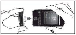Schließen Sie Ihr Messgerät an Ihr iphone oder Ihren ipod touch an, indem Sie den Dock-Connector des Messgeräts in den Dock-Connector-Anschluss des iphone oder ipod touch einstecken.