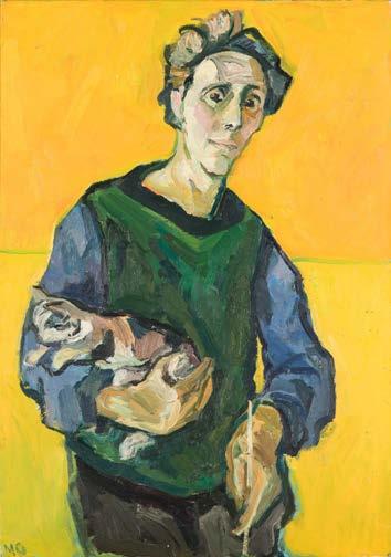 Das Original Max Oertli (1921 2007) Selbstbildnis mit Katze, 1954 Öl auf Leinwand Der St.Galler Max Oertli war ein sehr vielfältiger Künstler.