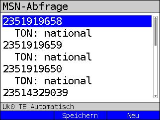3 Betrieb am ISDN-Anschluss 3.9 MSN-Abfrage ARGUS ermittelt am P-MP-Anschluss mit DSS1 Protokoll die MSNs des Testanschlusses. Es werden maximal zehn Rufnummern angezeigt.