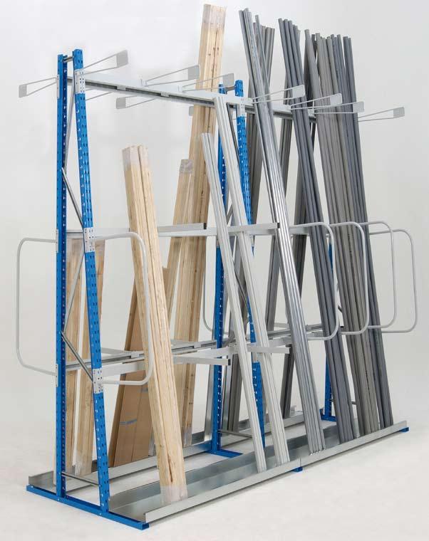 Vertikalregal für stehende Lagerung Je freistehendes Element Schräg-Rahmen mit Sockel Rahmen werden vormontiert geliefert Einseitig Tiefe 600 bzw.