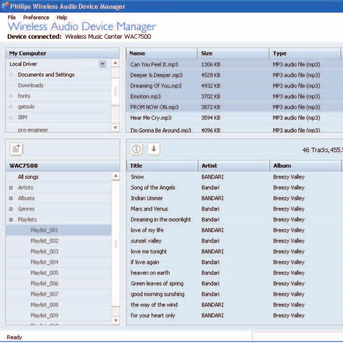 Wireless Audio Device Manager (WADM) starten WADM starten: 1 Doppelklicken Sie hierfür auf das WADM-Symbol auf Ihrem Desktop. 2 Wählen Sie nun Ihr Center in der angezeigten Liste aus.