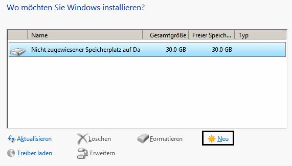Neu in Windows 7 ist die Erstellung einer zusätzlichen Partition für die Startdateien;