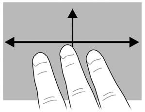 Um ein Element in die entgegengesetzte Richtung zu drehen, bewegen Sie Ihren rechten Zeigefinger auf dem TouchPad von rechts nach oben.