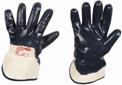 in 27 und 45 cm Länge lieferbar NITRIL-Handschuh, blau vollbeschichtet Norm: EN 388 4-1-2-1 Träger: 100%  Handschuh Handrücken vollbeschichtet hochwertiger