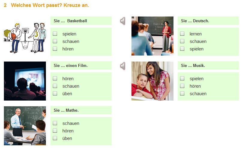 2. Welches Wort passt? Kreuze an. 3. Wann...? Ergänze die Sätze mit der Uhrzeit. Wann telefonierst du mit Kai?... Nachmittag,.