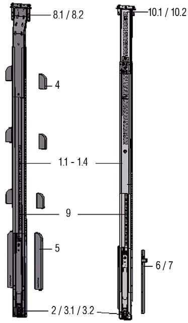 GETO Sider (Stahl) Variomaster-Schieberunge 901 XL mit und ohne Höhenverstellung Pos. 1.1 1.2 1.3 1.4 2 3.1 3.2 4 5 o. Abb.