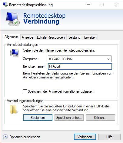 Remote Desktop Connection (RDC) Zum Öffnen der
