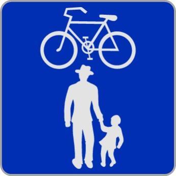 und Fahrradverkehr getrennt geführt werden, wobei die Symbole im Zeichen nach b) der tatsächlichen Verkehrsführung entsprechend anzuordnen sind (Fußgänger rechts, Fahrrad