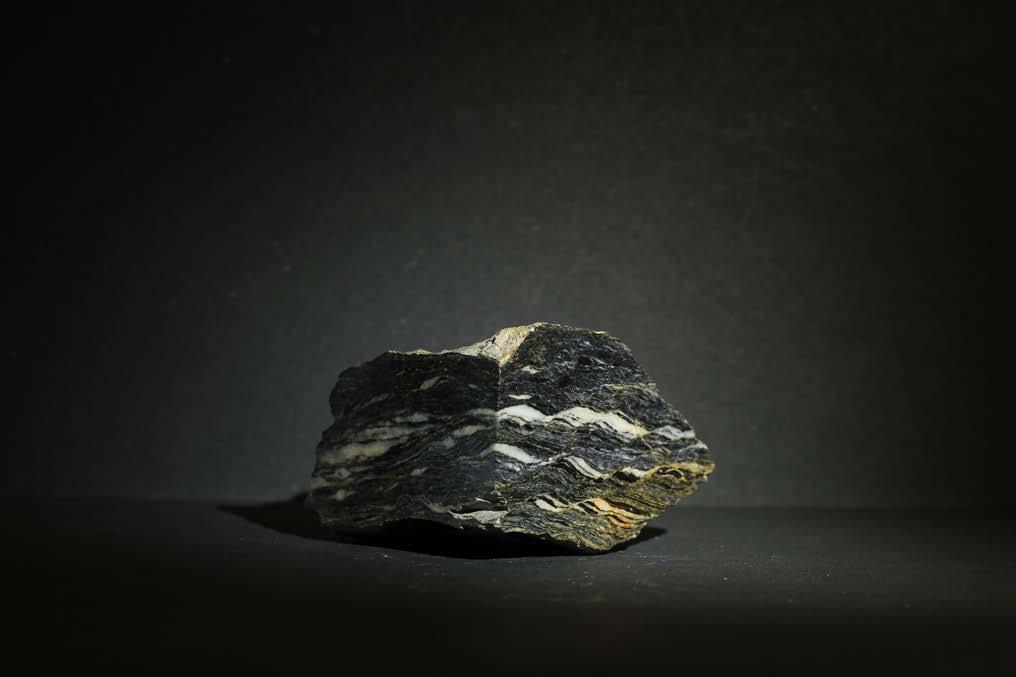 13 Bündner Schiefer Die Bündner Schiefer sind dunkle, meist feingeschichtete (geschieferte) Gesteine, die einen hohen Gehalt an Glimmer besitzen.