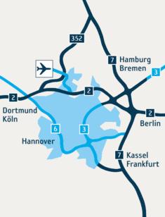 Hannover: Optimale Erreichbarkeit durch Top-Verkehrs-Infrastruktur Mit dem Auto Zentrale Lage im Deutschen Autobahnnetz