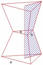 Alternativ zum hier gewählten Polyeder können auch die zwei großen Seitenflächen der Teilpyramidenstümpfe aneinander liegen.