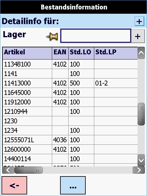 Das erste Drop-Down Menü spezifiziert mit welchem Infogehalt die Daten von den Prozeduren zurückgeliefert werden.