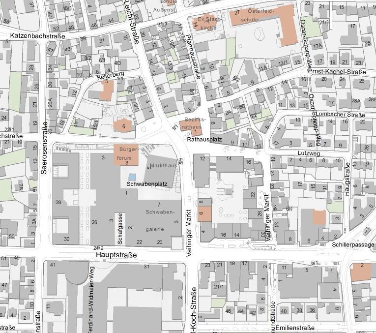 Vaihingen Markt Alt mit Neu verbinden, Verkehr zulassen Freie direkte Wege für den Fußgänger 3 Zebrastreifen zwischen Vaihinger Markt und