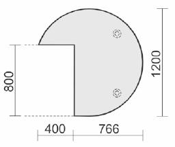 Dreiviertelkreis rechts B: 1200 mm N-657240-159,20 B: 1600 mm