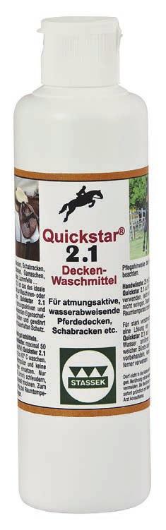 1 bis 40 und bei Handwäsche: 25 ml (2 Esslöffel) Quickstar 2.1 auf 10 l Wasser verwenden.niemals Weichspüler und Fleckentferner benutzen.