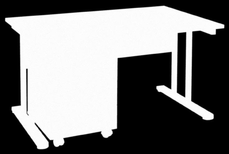 SCHREIBTISCHE 29 Tischplatte 25 mm mit 2 mm Kunststoffkante Sichtblende Kabeldosen T-Fuß-Gestell in alusilber Struktur