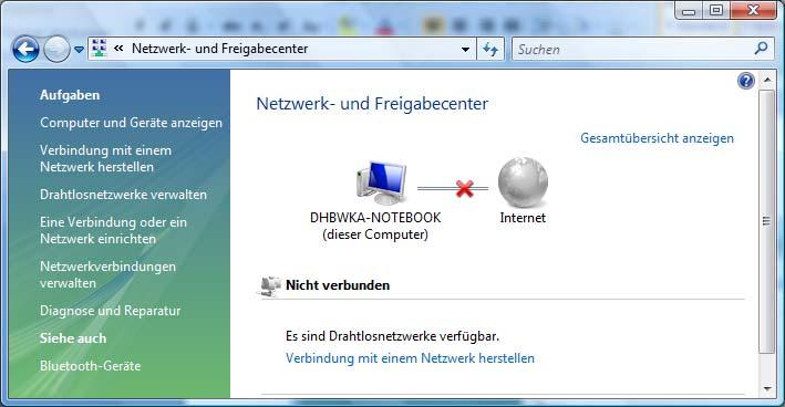 Netzwerk- und Freigabecenter klicken Sie