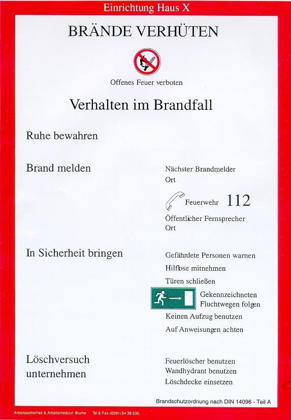 Brandschutzordnung Teil A