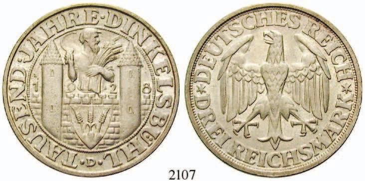 st 230,- 2105 3 Reichsmark 1928, A. Naumburg. J.333. min. Rdf.