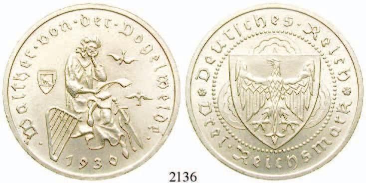 st 170,- 2151 3 Reichsmark 1932, A. Goethe. J.350. f.st 135,- 2152 3 Reichsmark 1932, A.