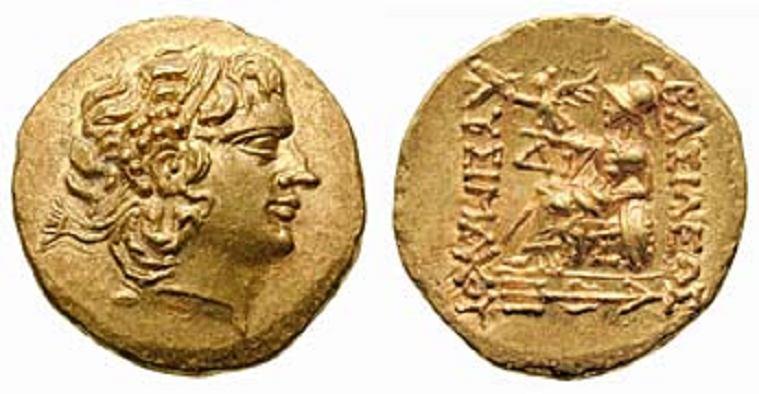 Rv: BASILEWS/LUSIMACOU, Athena thronend nach links hält Nike welche den Königsnamen bekränzt, am Thron lehnt Schild; im Feld links: HP (ligiert), unter dem Thron: KAL; im Abschnitt: Dreizack nach