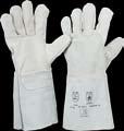 3442 Rindleder-Handschuhe Innenhand Vollleder, Handrücken / Stulpe Spaltleder Länge 35 cm